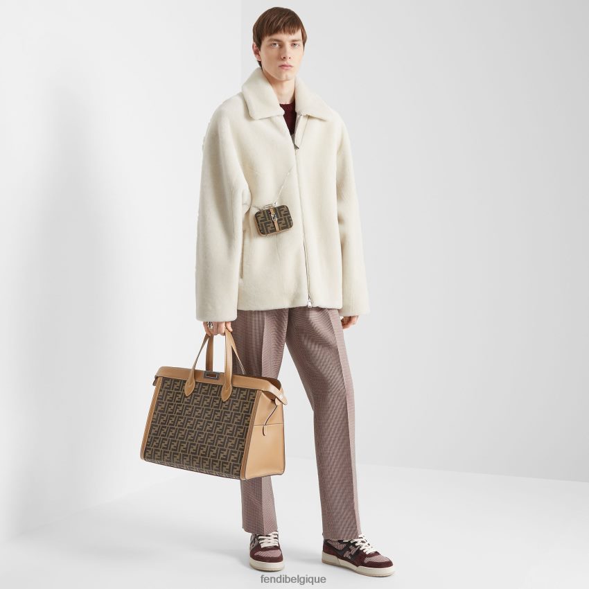 vêtements Fendi veste en peau de mouton blanc hommes 8X8J2J2128 Fendi Sac