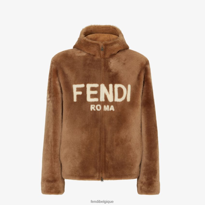 vêtements Fendi veste en peau de mouton brun hommes 8X8J2J2173 Fendi Sac