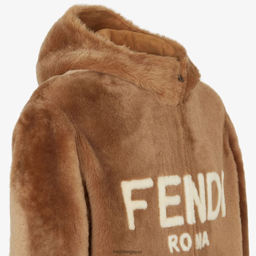 vêtements Fendi veste en peau de mouton brun hommes 8X8J2J2173 Fendi Sac