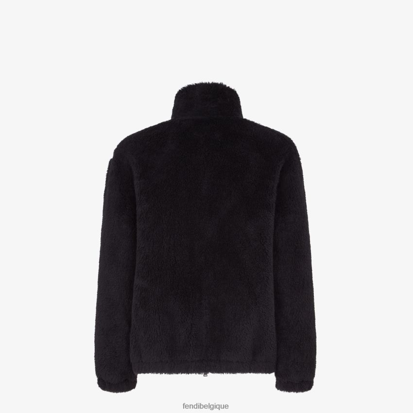 vêtements Fendi veste en peau de mouton noir hommes 8X8J2J2214 Fendi Lunette De Soleil