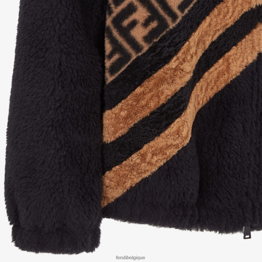 vêtements Fendi veste en peau de mouton noir hommes 8X8J2J2214 Fendi Lunette De Soleil