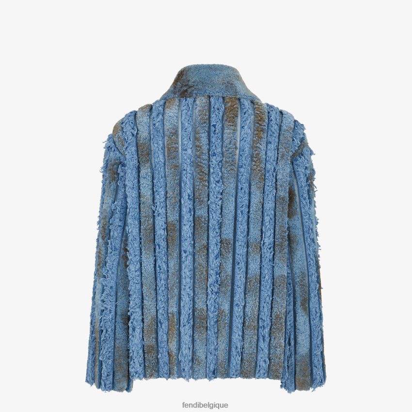 vêtements Fendi veste en peau lainée et en jean bleu hommes 8X8J2J2085 Fendi Lunette De Soleil