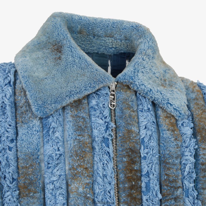 vêtements Fendi veste en peau lainée et en jean bleu hommes 8X8J2J2085 Fendi Lunette De Soleil