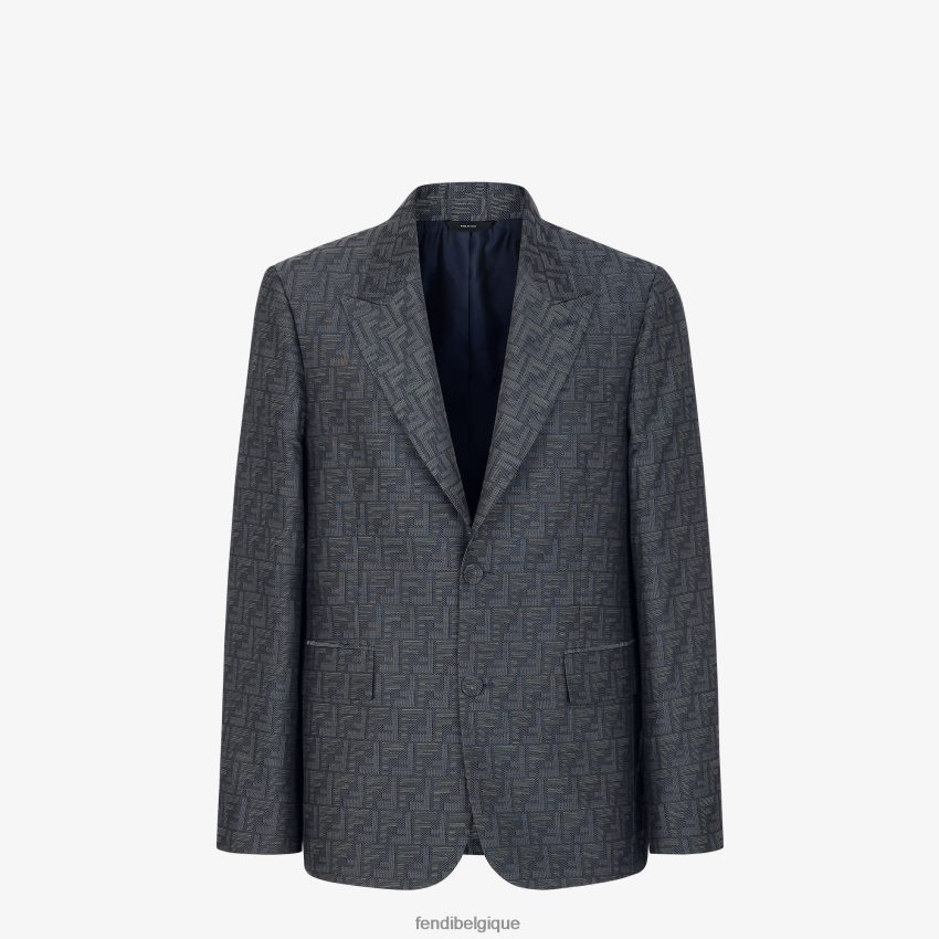 vêtements Fendi veste en tissu jacquard bleu hommes 8X8J2J1917 Fendi Lunette De Soleil