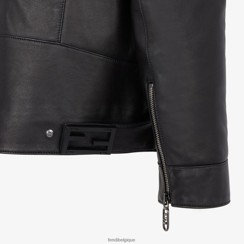 vêtements Fendi veste motard en cuir nappa noir hommes 8X8J2J2097 Fendi Lunette De Soleil